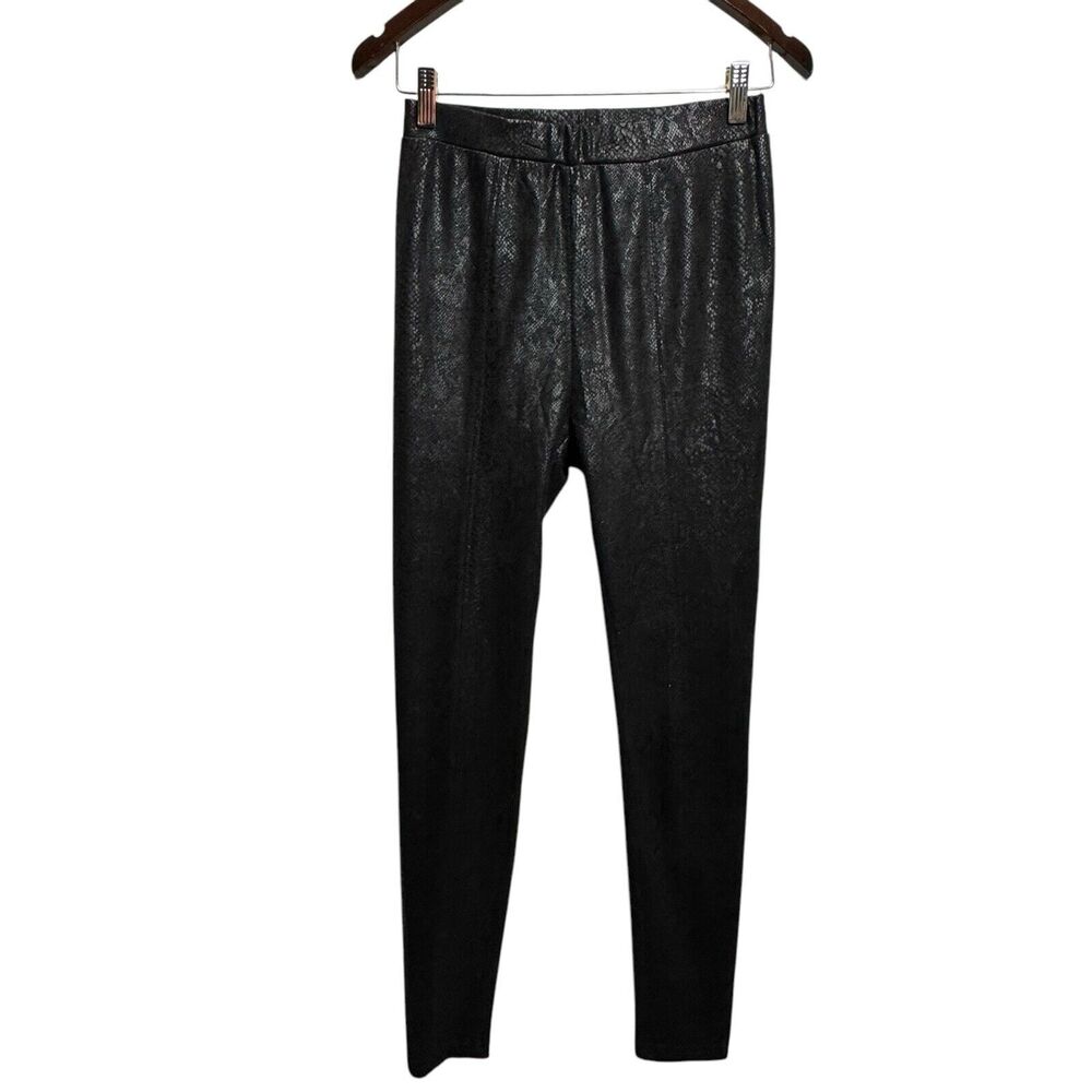 SEE AND BE SEEN Women’s Small Black Faux Suede Look Snakeskin Print Leggings
